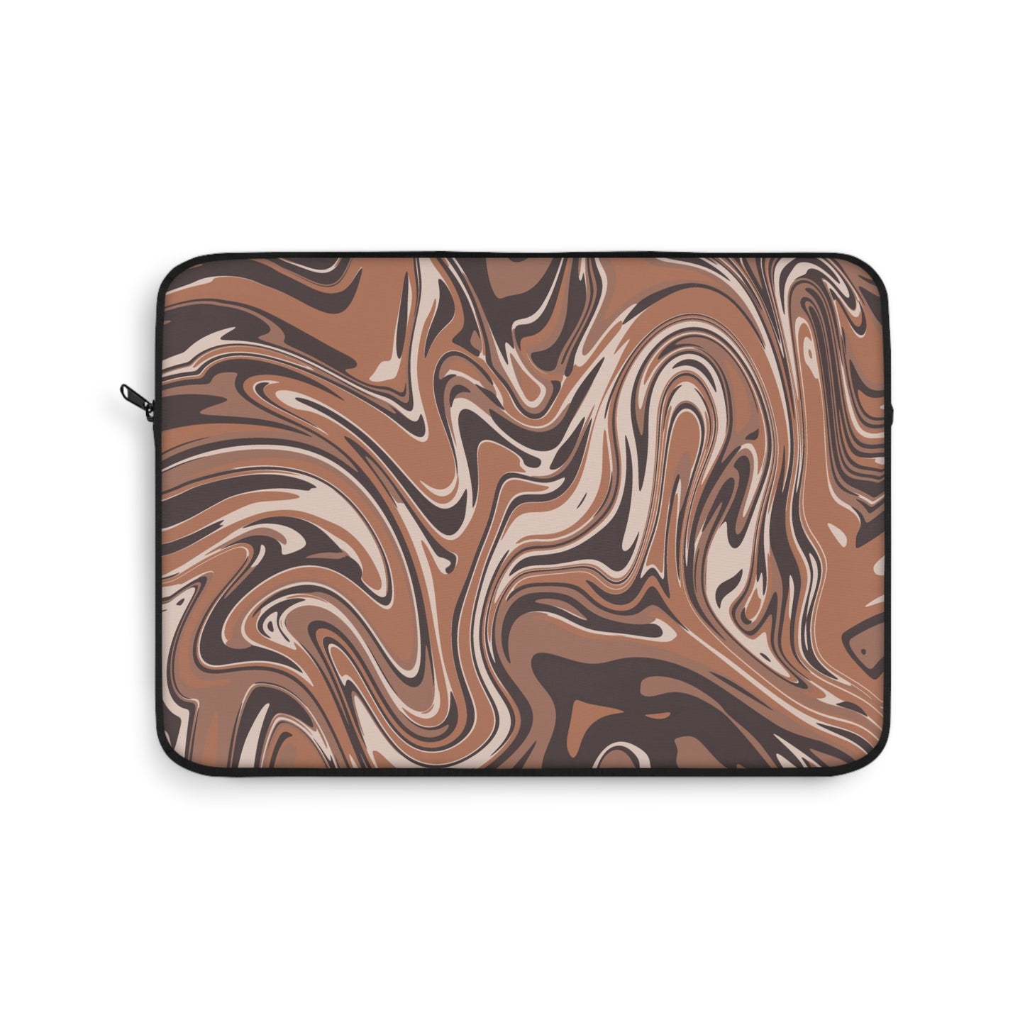 Mocha Latte Swirl Pattern Laptop Sleeve, Protective Computer Cover, Tech Accessories, Geometric Design Padded Case, Tablet Bag, Gift for Student