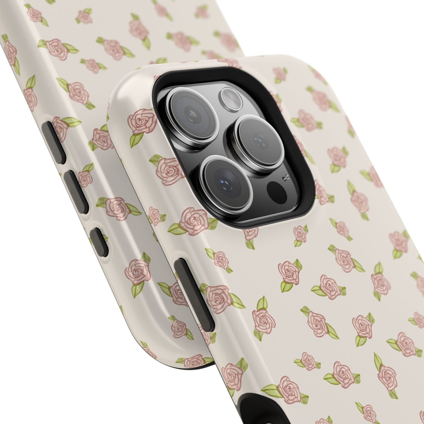 Antique White Coquette Pink Rosettes, MagSafe Magnetic Tough Cases, Phone Accessories, Unique Gifts, Protective Phone Covers, Floral Design