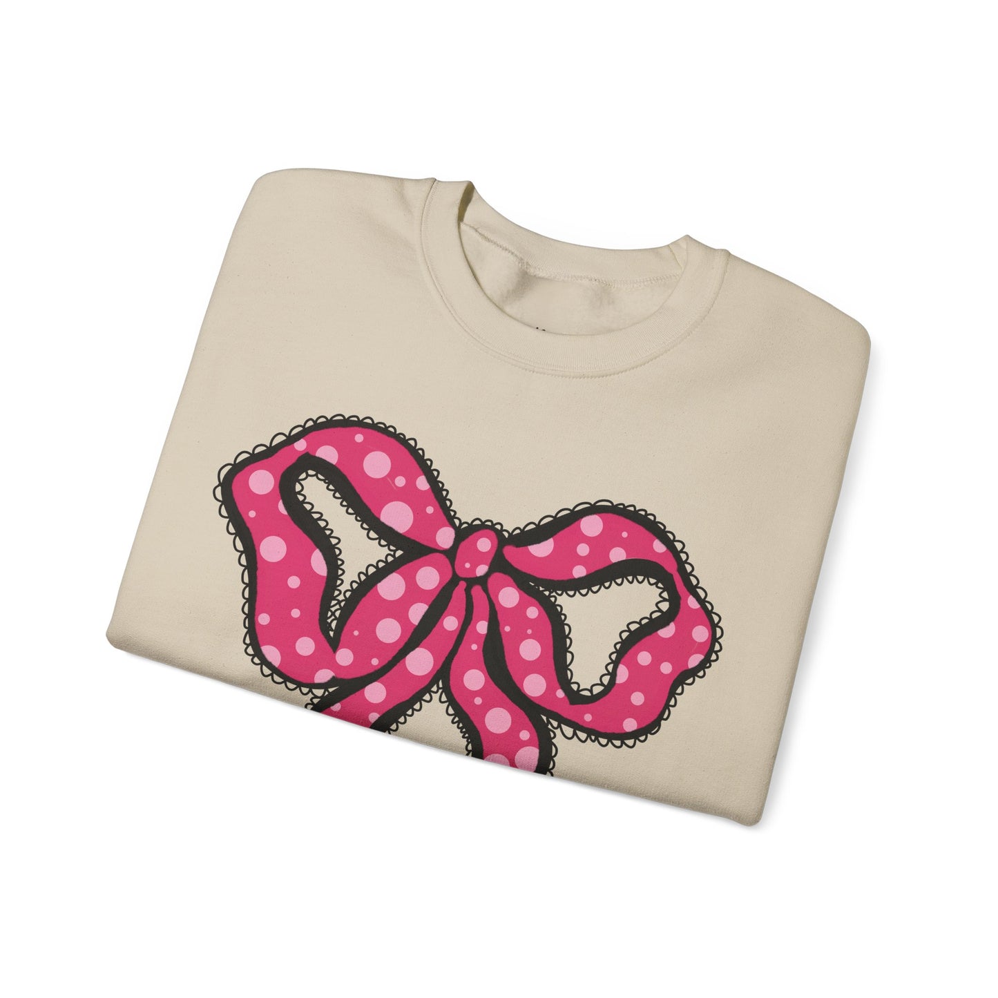 Pink Ruffle Bow Sweatshirt, Crewneck Jumper, Unisex Sweater, Cozy Pullover, Winter Fashion Top