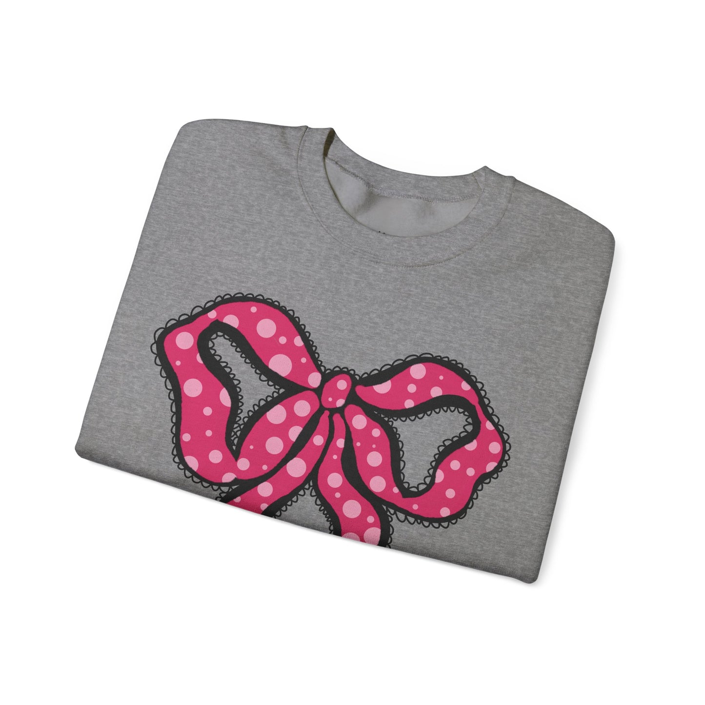Pink Ruffle Bow Sweatshirt, Crewneck Jumper, Unisex Sweater, Cozy Pullover, Winter Fashion Top