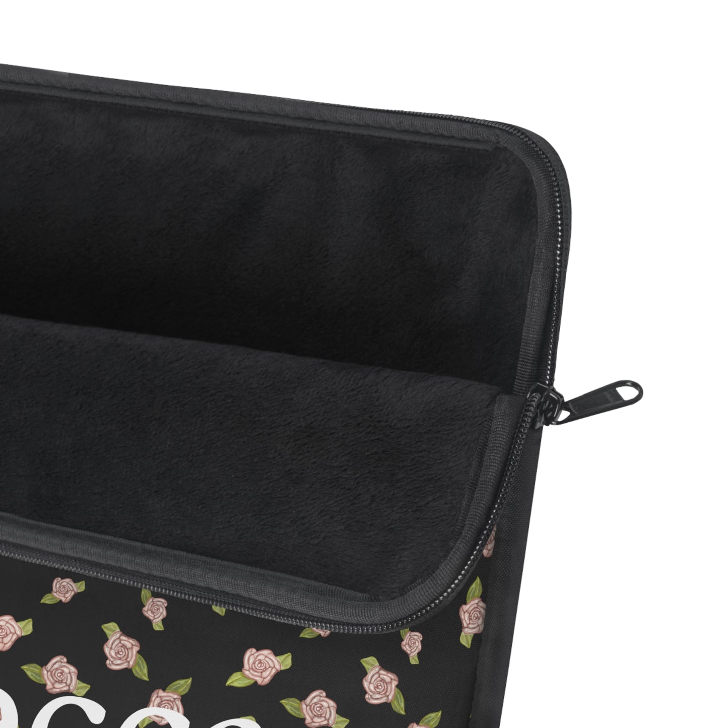 Black and Pink Coquette Rose Pattern Laptop Sleeve, Personalized Protective Computer Cover, Tech Accessories, Tablet Bag, Padded Case