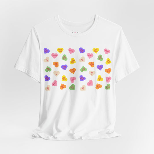 Sweet Heart Valentine Pattern T-Shirt, Shirt, Top, Tee - Unisex Jersey Short Sleeve Shirt for All Ages and Genders