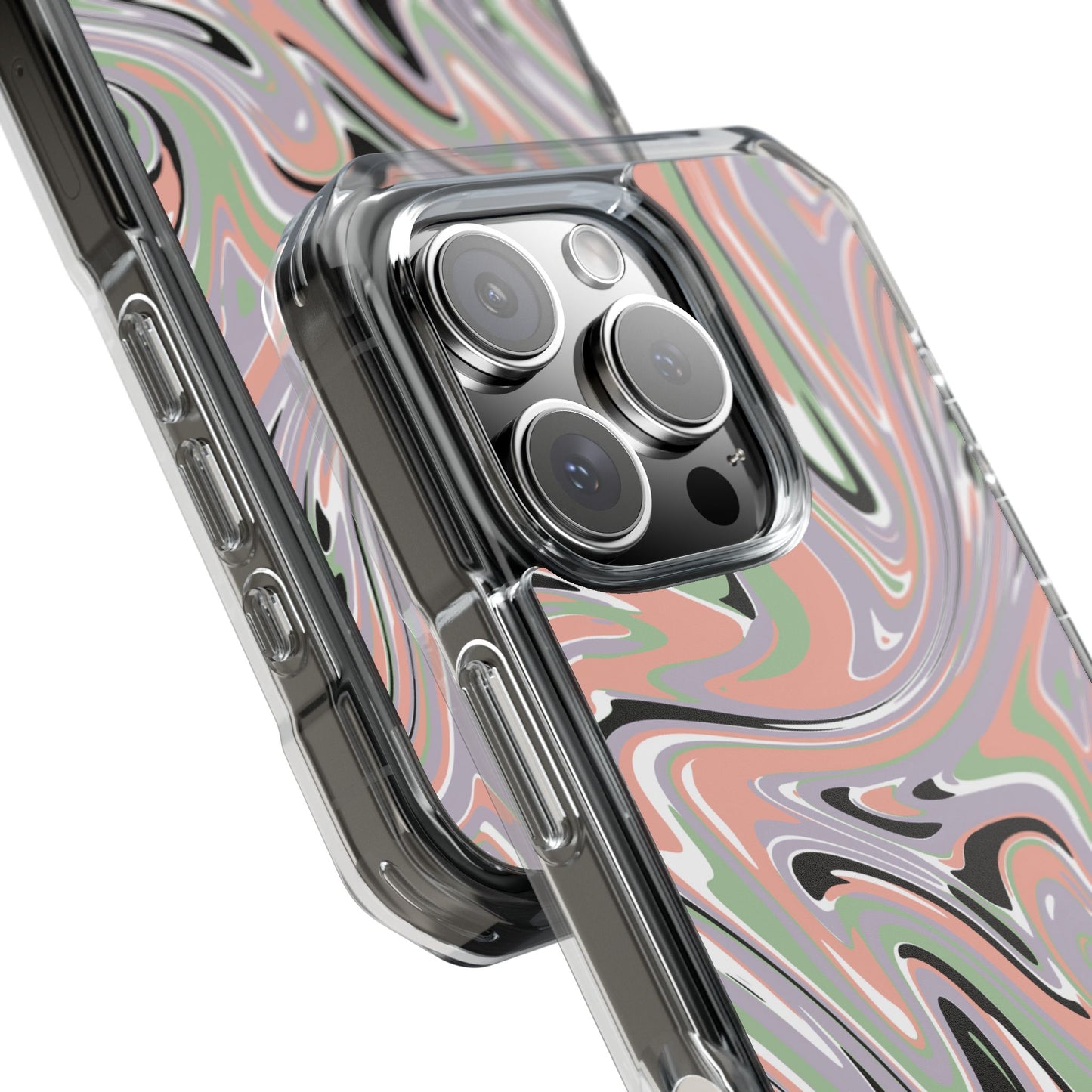 Swirl Phone Case, Clear Impact Phone Cover, Protective MagSafe Magnetic Phone Case, Unique Swirl Design, Phone Accessories