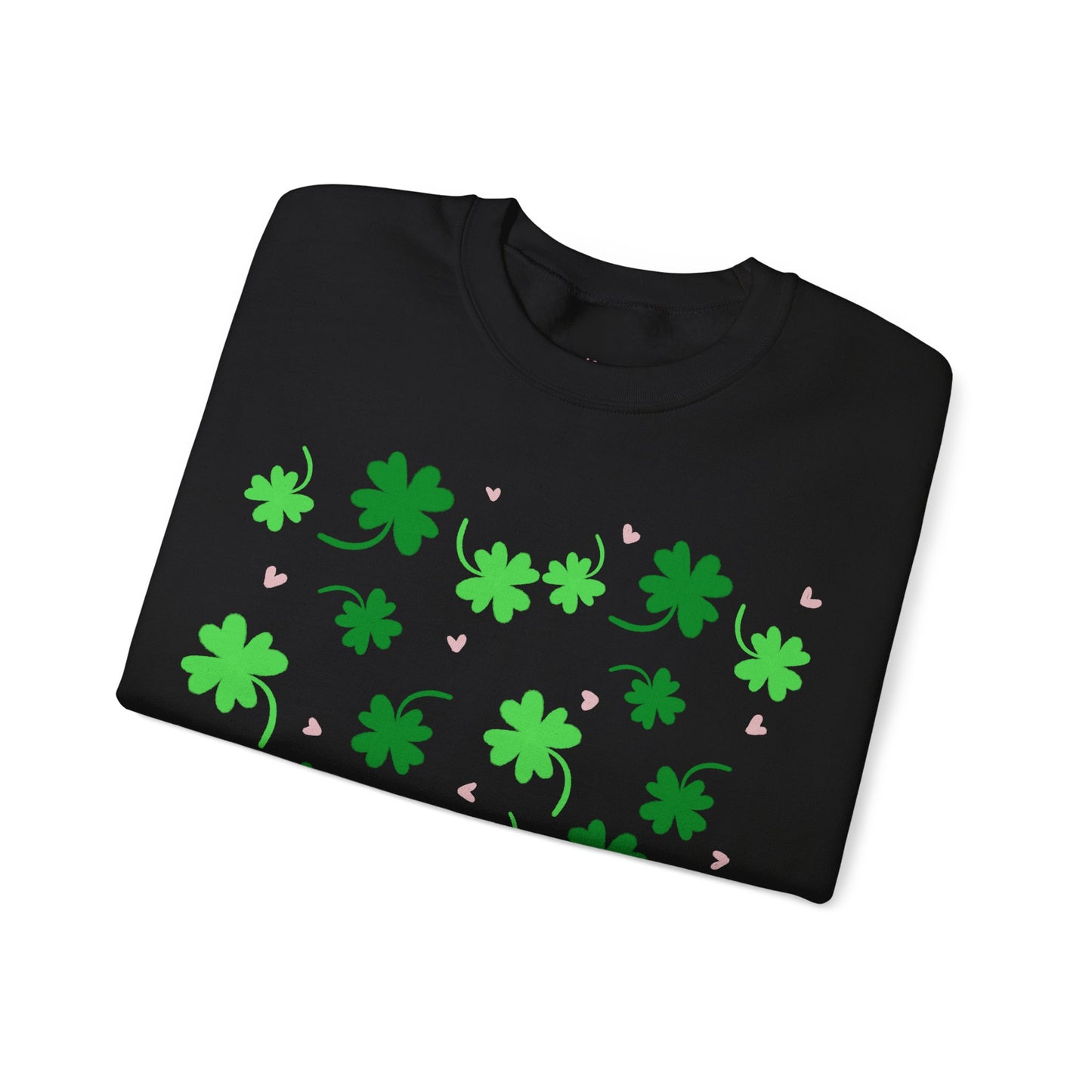 Clover Print Sweatshirt, St. Patrick's Day Jumper, Lucky Charm Sweater, Irish Shamrock Pullover, Green Leafy Top