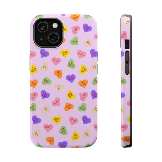 Sweet Candy Hearts, MagSafe Magnetic Tough Cases, iPhone 16 pro max case, Phone Accessories, Valentine's Day, Protective Phone Covers
