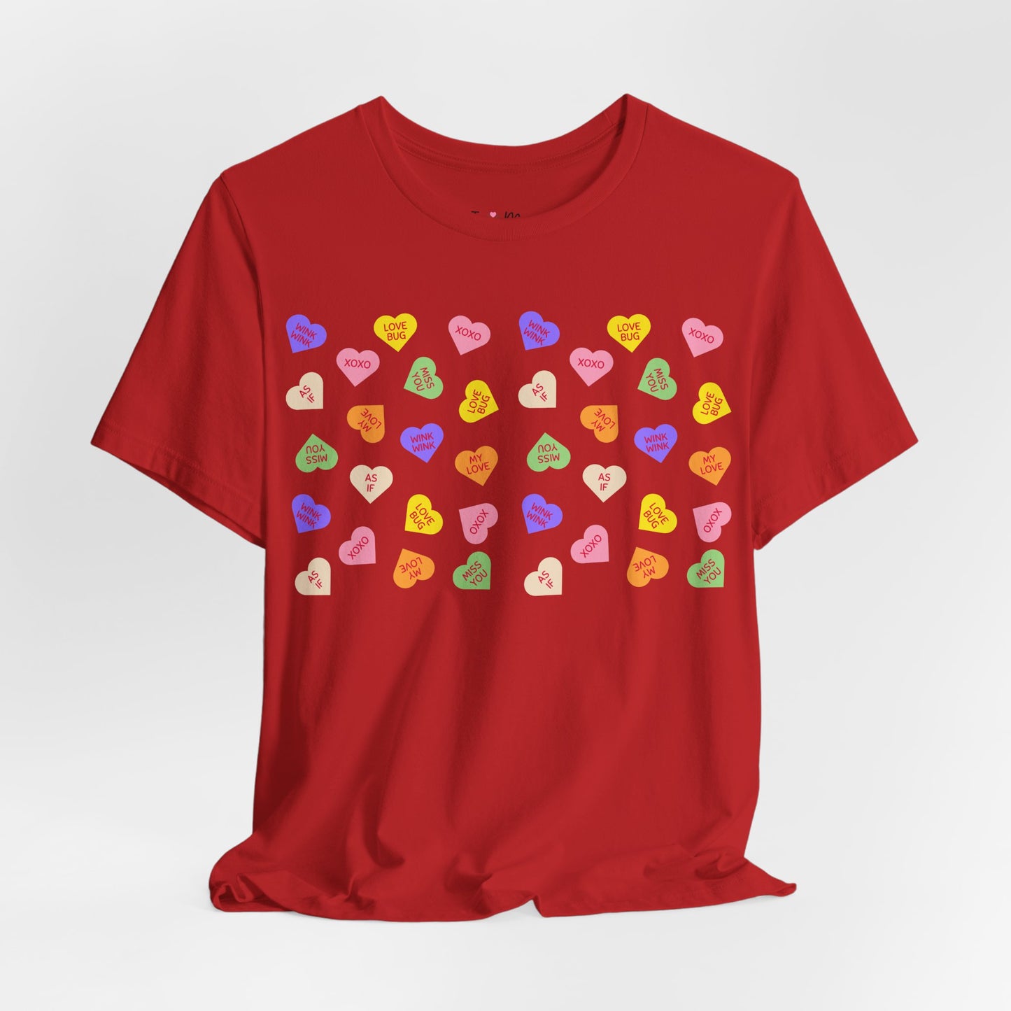Sweet Heart Valentine Pattern T-Shirt, Shirt, Top, Tee - Unisex Jersey Short Sleeve Shirt for All Ages and Genders