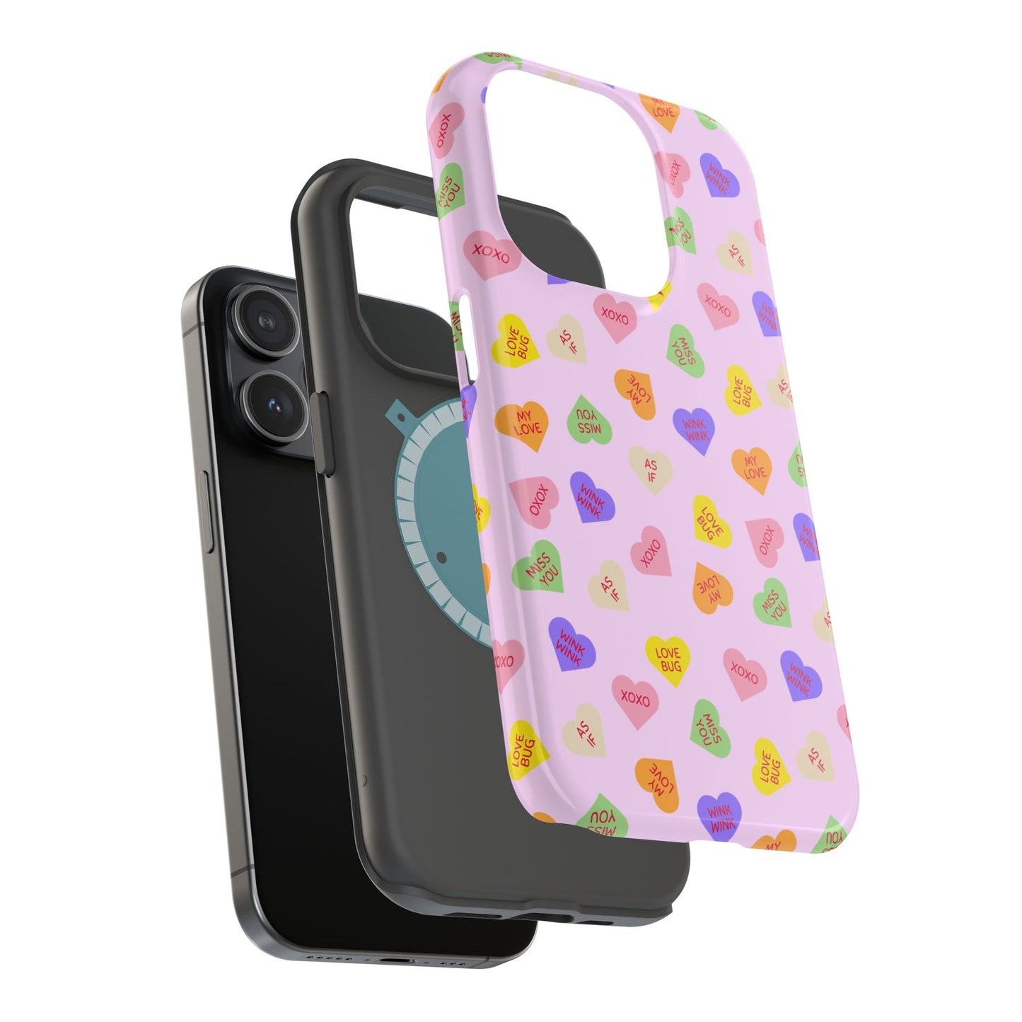 Sweet Candy Hearts, MagSafe Magnetic Tough Cases, iPhone 16 pro max case, Phone Accessories, Valentine's Day, Protective Phone Covers