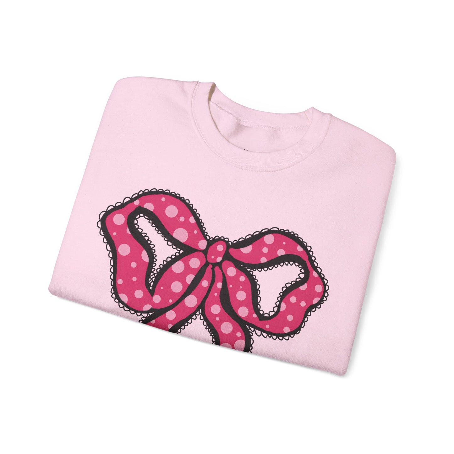 Pink Ruffle Bow Sweatshirt, Crewneck Jumper, Unisex Sweater, Cozy Pullover, Winter Fashion Top