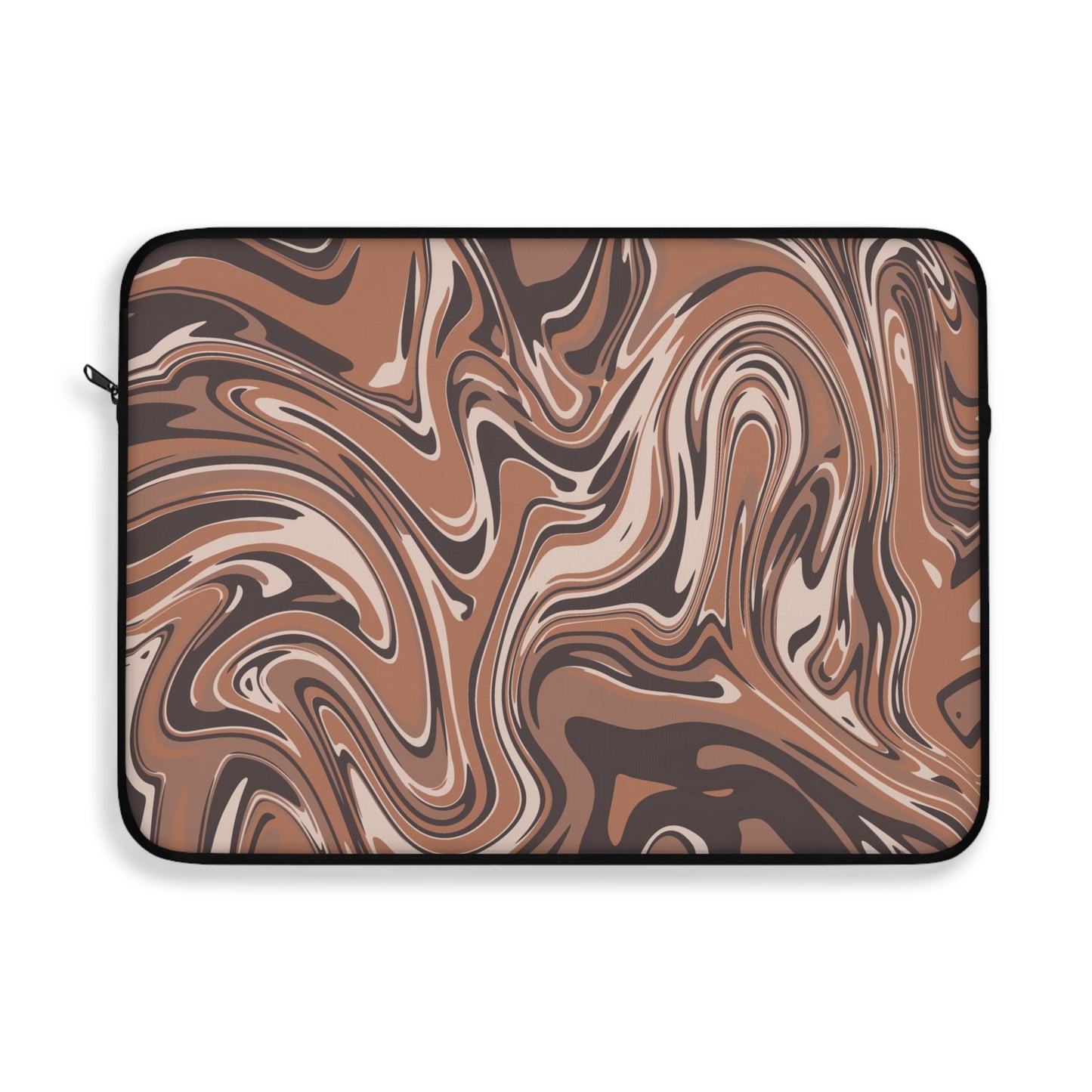 Mocha Latte Swirl Pattern Laptop Sleeve, Protective Computer Cover, Tech Accessories, Geometric Design Padded Case, Tablet Bag, Gift for Student