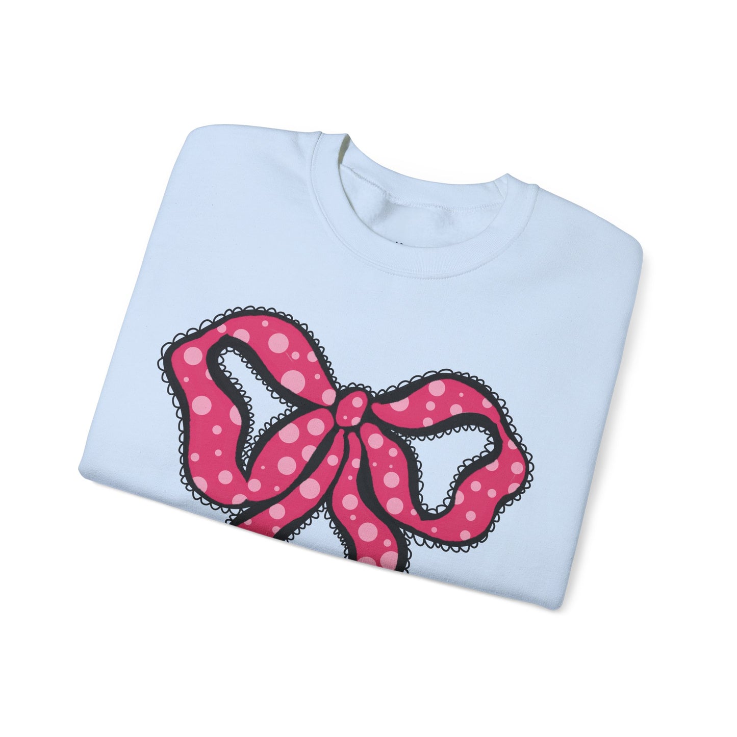 Pink Ruffle Bow Sweatshirt, Crewneck Jumper, Unisex Sweater, Cozy Pullover, Winter Fashion Top