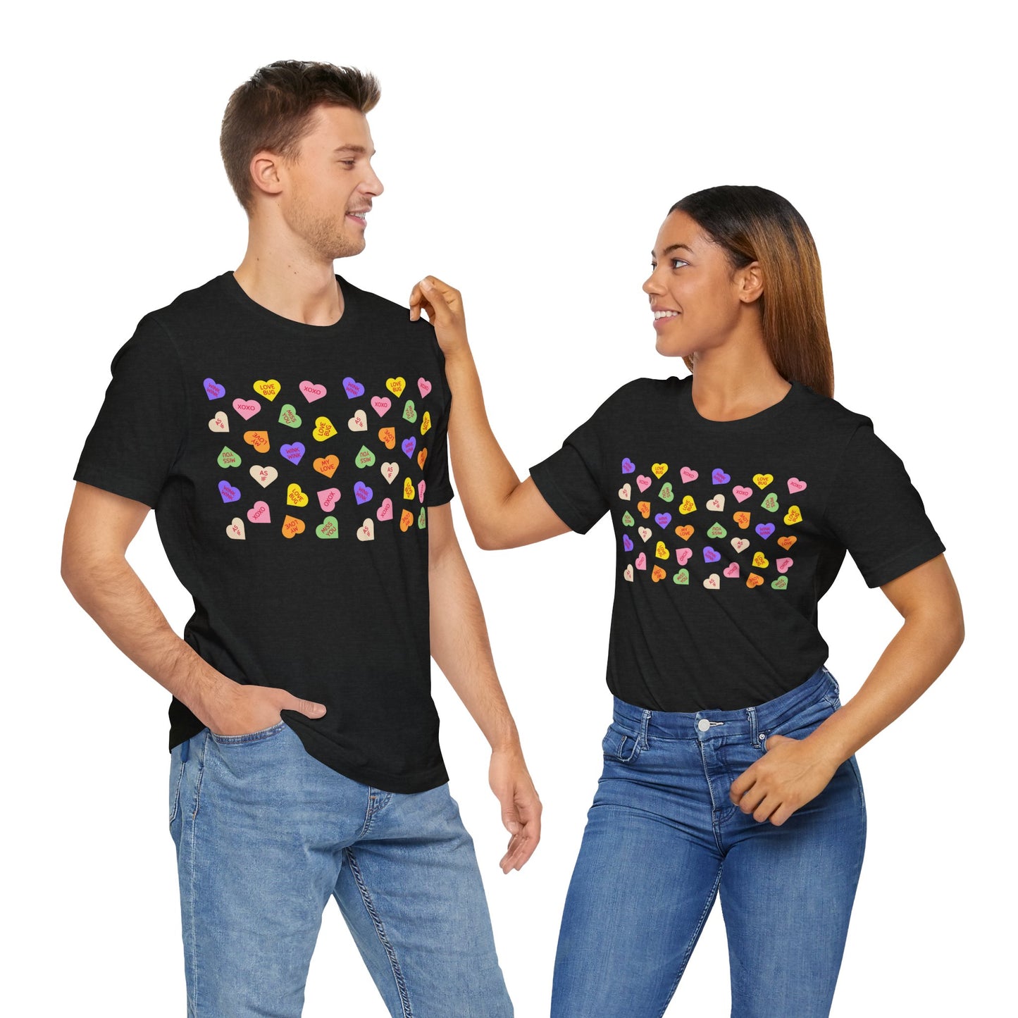 Sweet Heart Valentine Pattern T-Shirt, Shirt, Top, Tee - Unisex Jersey Short Sleeve Shirt for All Ages and Genders