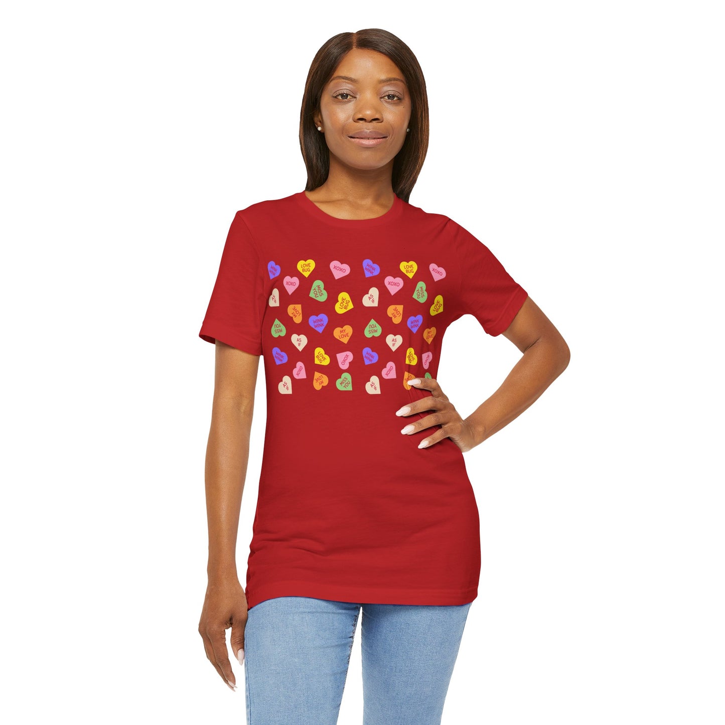 Sweet Heart Valentine Pattern T-Shirt, Shirt, Top, Tee - Unisex Jersey Short Sleeve Shirt for All Ages and Genders