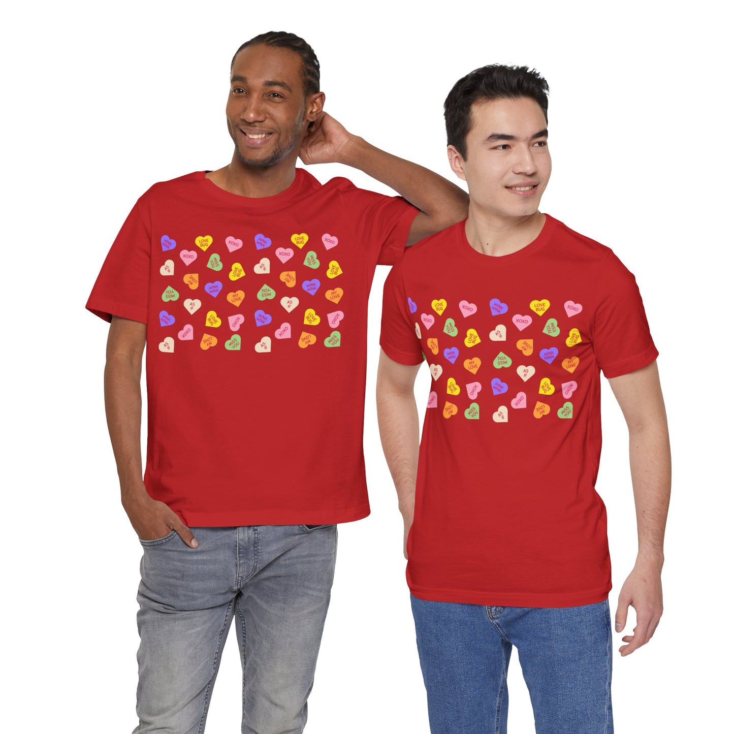 Sweet Heart Valentine Pattern T-Shirt, Shirt, Top, Tee - Unisex Jersey Short Sleeve Shirt for All Ages and Genders