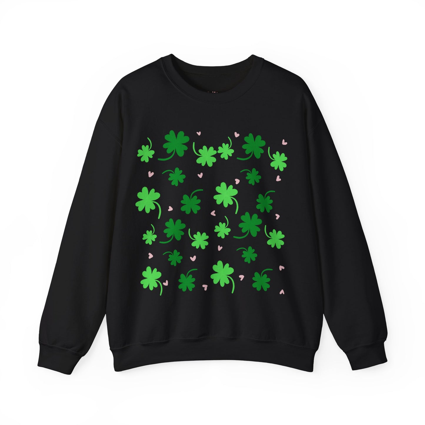 Clover Print Sweatshirt, St. Patrick's Day Jumper, Lucky Charm Sweater, Irish Shamrock Pullover, Green Leafy Top