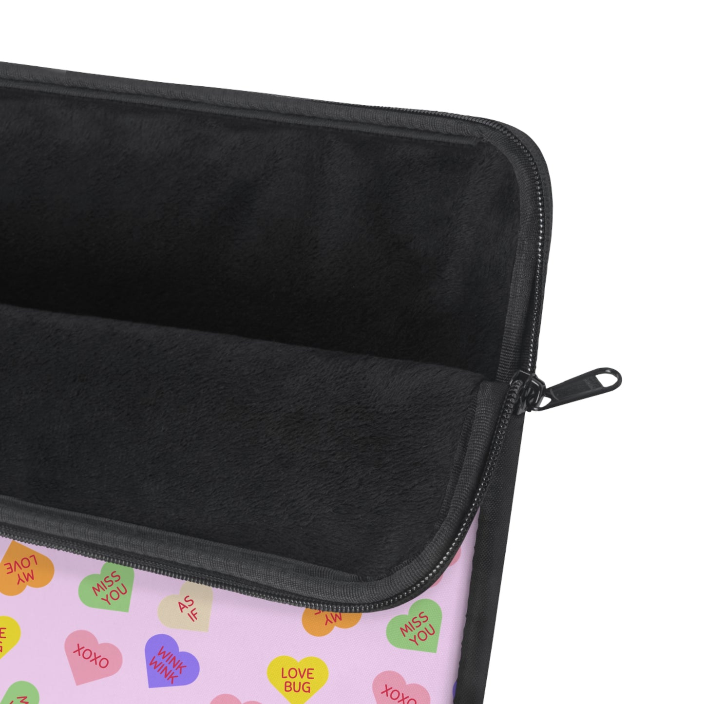 Sweet Candy Hearts Laptop Sleeve in Strawberry Pink, Protective Computer Cover, Tech Accessories, Valentine Padded Case, Tablet Bag, Case