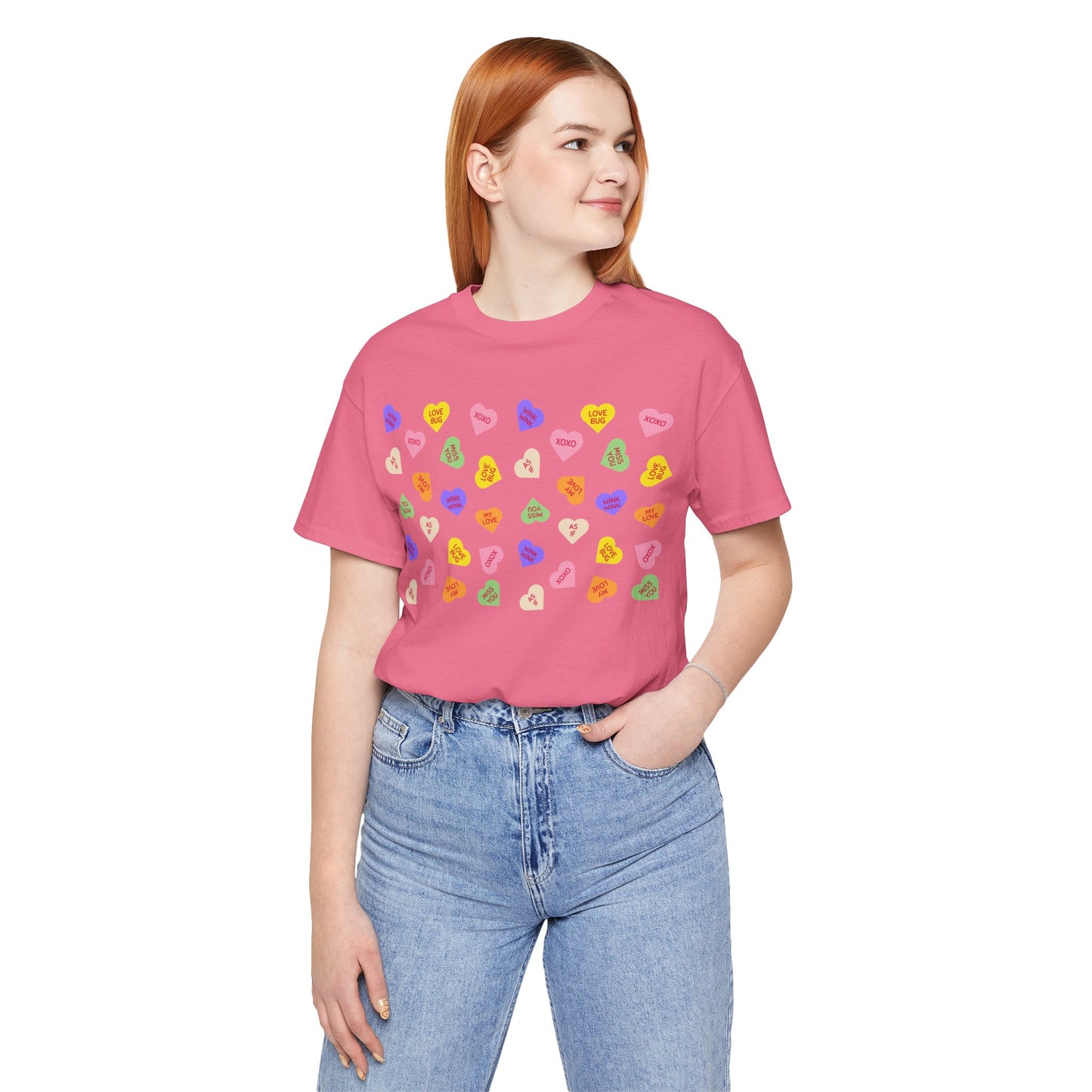 Sweet Heart Valentine Pattern T-Shirt, Shirt, Top, Tee - Unisex Jersey Short Sleeve Shirt for All Ages and Genders