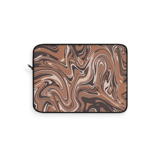 Mocha Latte Swirl Pattern Laptop Sleeve, Protective Computer Cover, Tech Accessories, Geometric Design Padded Case, Tablet Bag, Gift for Student