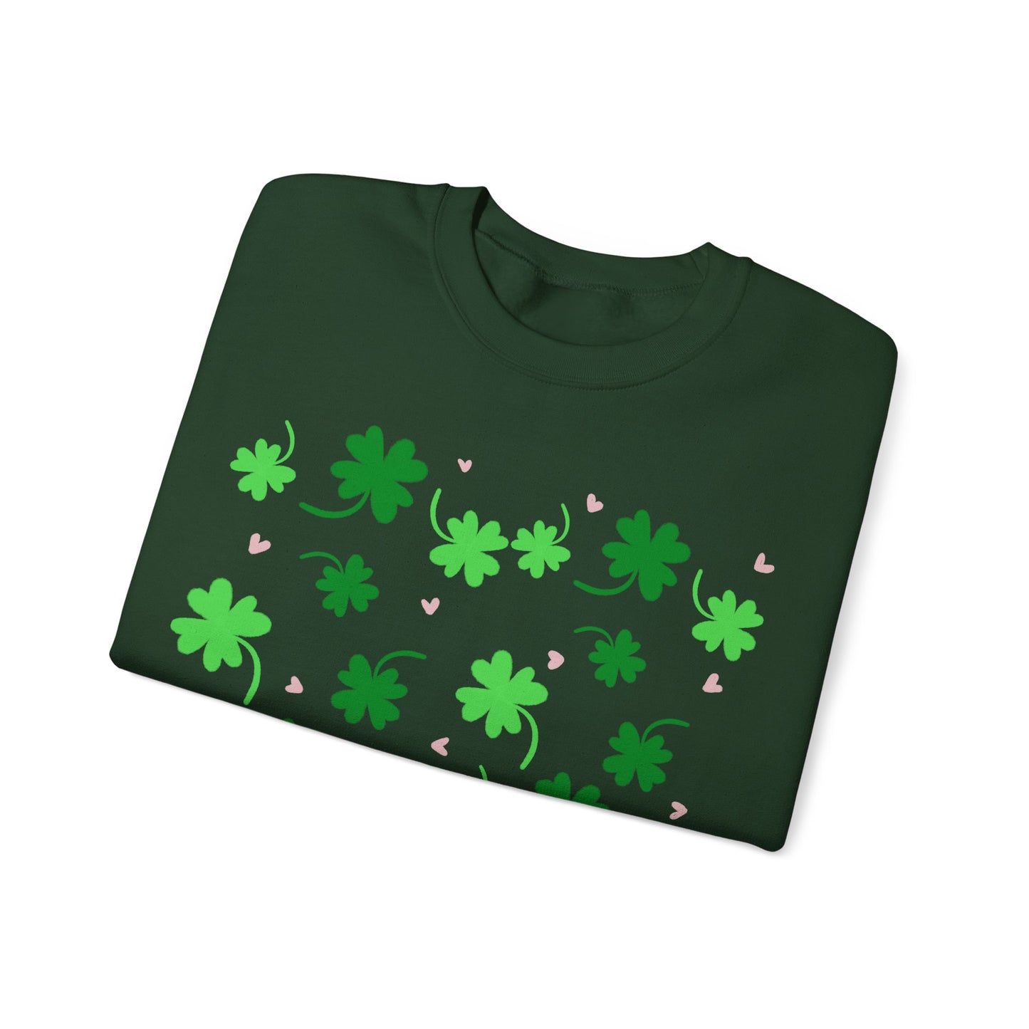 Clover Print Sweatshirt, St. Patrick's Day Jumper, Lucky Charm Sweater, Irish Shamrock Pullover, Green Leafy Top