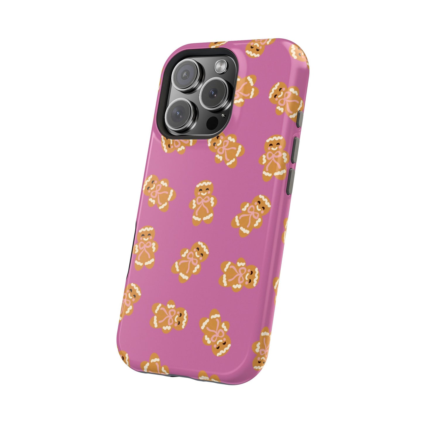Gingerbread with Bows Mauve MagSafe Magnetic Cases, Protective Phone Cover, Holiday Gift, Christmas Accessories, Festive Cell Phone Case, Cute