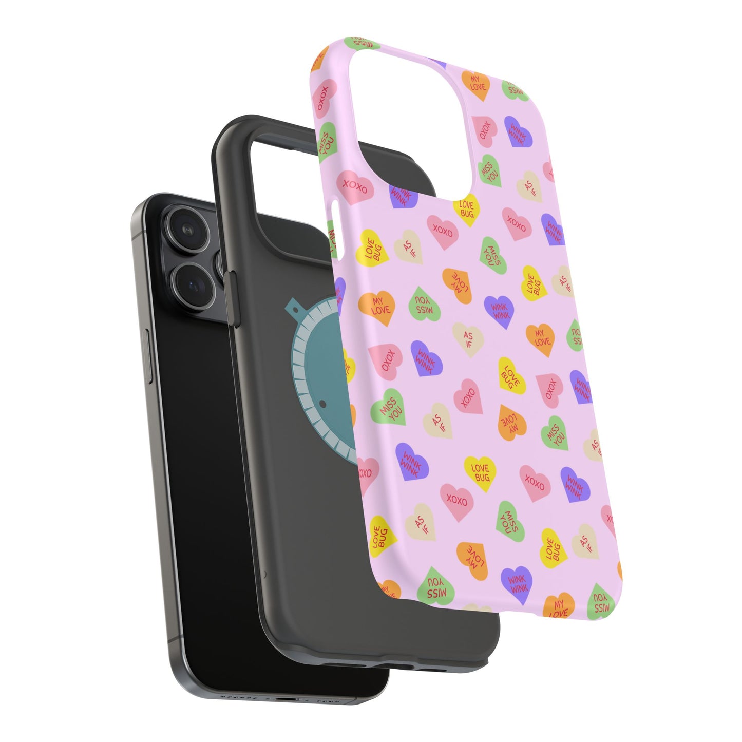 Sweet Candy Hearts, MagSafe Magnetic Tough Cases, iPhone 16 pro max case, Phone Accessories, Valentine's Day, Protective Phone Covers