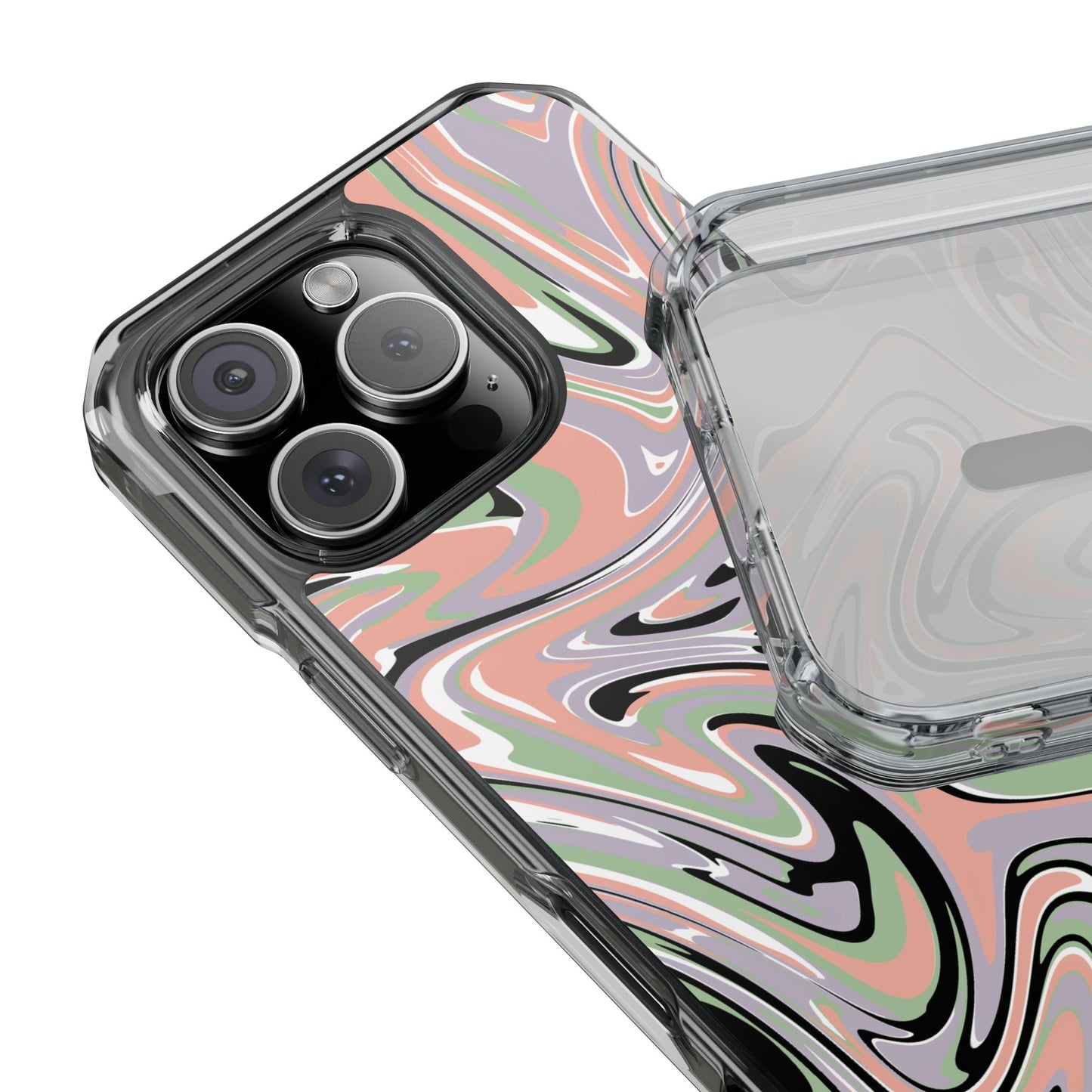 Swirl Phone Case, Clear Impact Phone Cover, Protective MagSafe Magnetic Phone Case, Unique Swirl Design, Phone Accessories