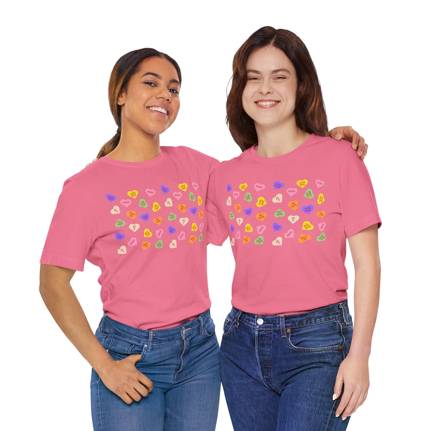 Sweet Heart Valentine Pattern T-Shirt, Shirt, Top, Tee - Unisex Jersey Short Sleeve Shirt for All Ages and Genders