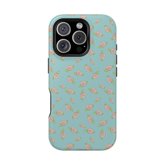 Blue Coquette Pink Rosettes, Magnetic Tough Cases, Phone Accessories, Unique Gifts, Protective Phone Covers, Floral Design