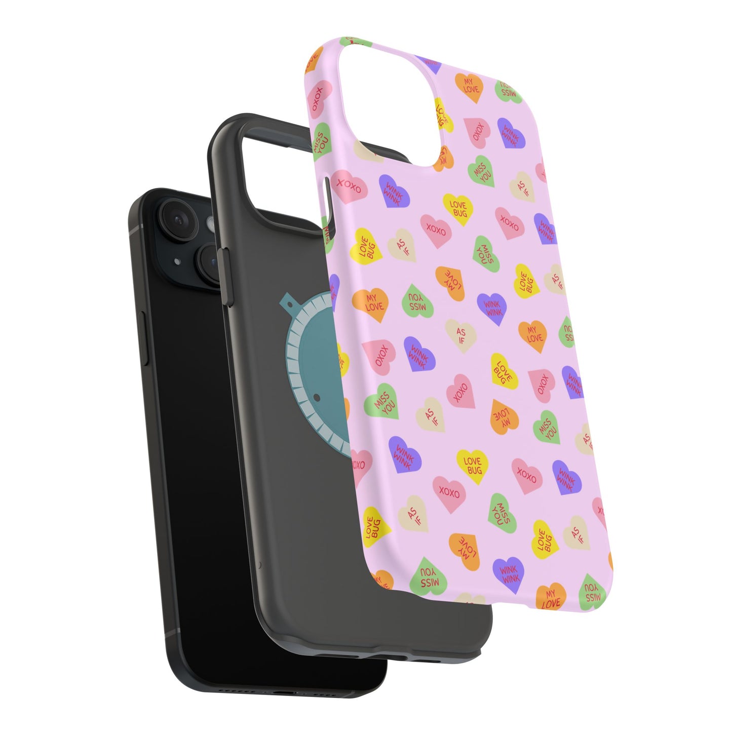 Sweet Candy Hearts, MagSafe Magnetic Tough Cases, iPhone 16 pro max case, Phone Accessories, Valentine's Day, Protective Phone Covers