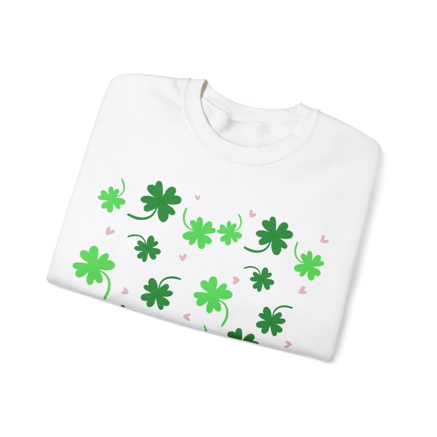 Clover Print Sweatshirt, St. Patrick's Day Jumper, Lucky Charm Sweater, Irish Shamrock Pullover, Green Leafy Top