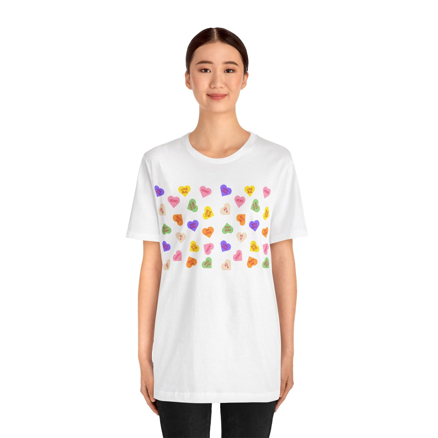Sweet Heart Valentine Pattern T-Shirt, Shirt, Top, Tee - Unisex Jersey Short Sleeve Shirt for All Ages and Genders