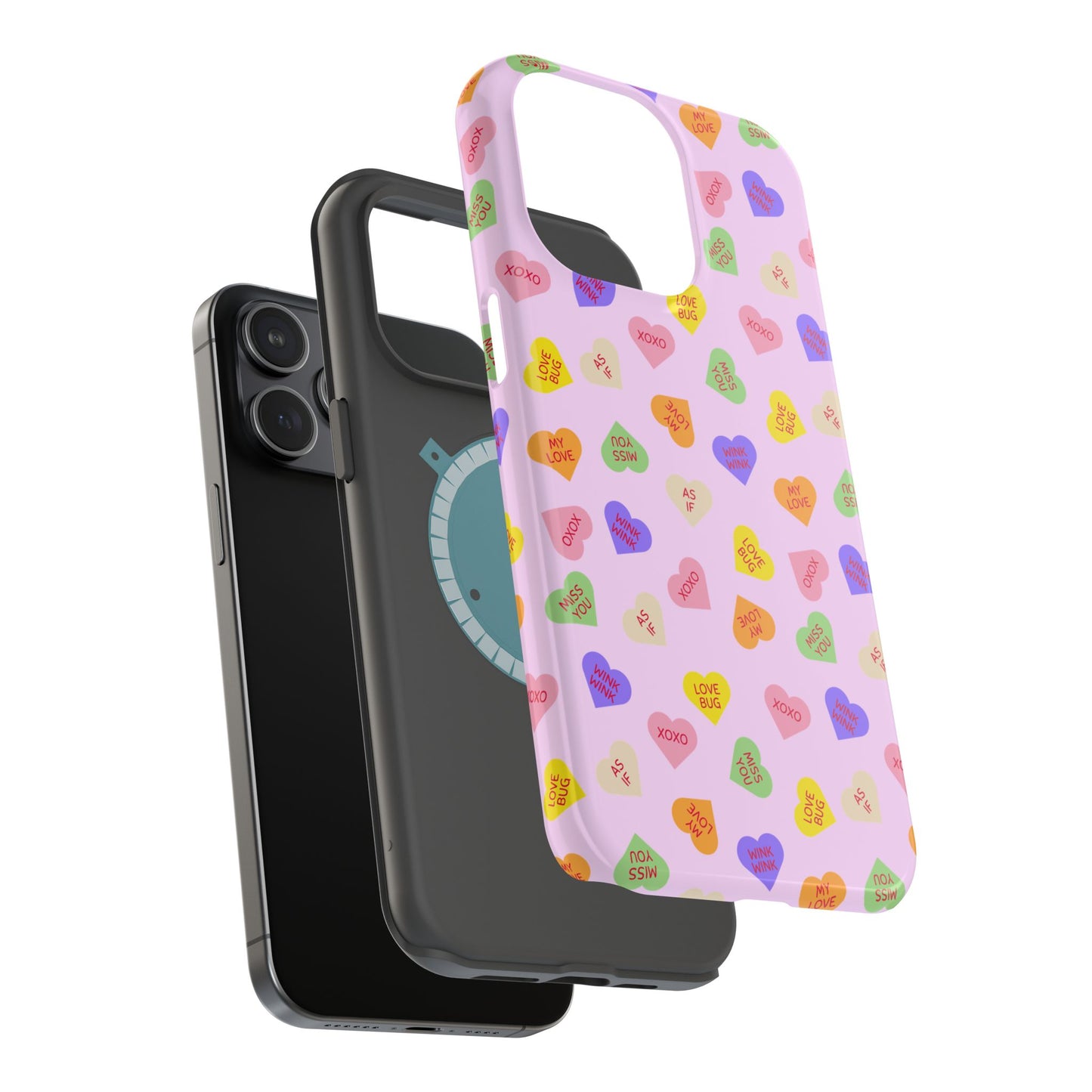 Sweet Candy Hearts, MagSafe Magnetic Tough Cases, iPhone 16 pro max case, Phone Accessories, Valentine's Day, Protective Phone Covers
