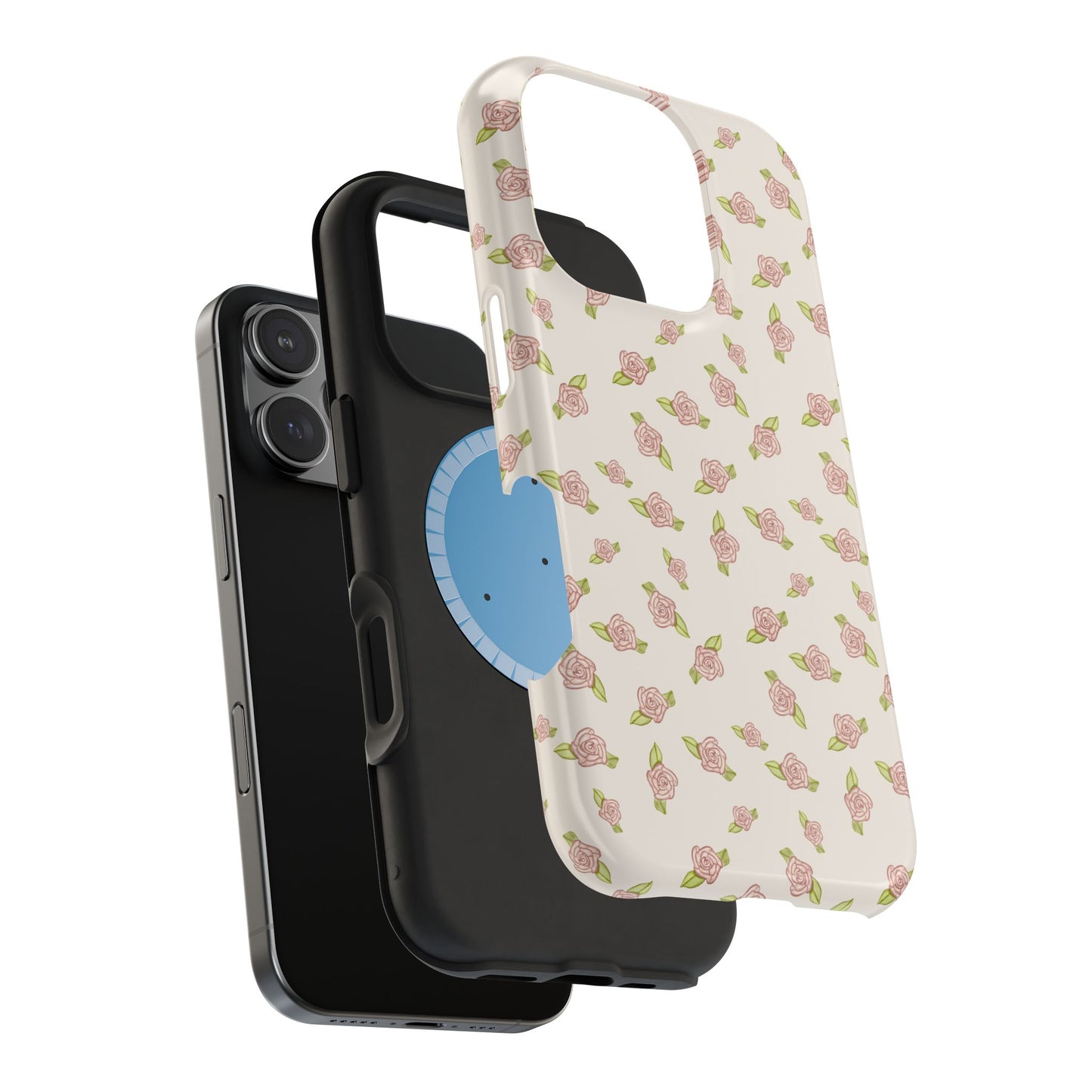 Antique White Coquette Pink Rosettes, MagSafe Magnetic Tough Cases, Phone Accessories, Unique Gifts, Protective Phone Covers, Floral Design