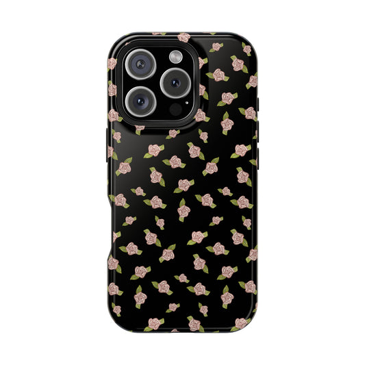 Black Coquette Pink Rosettes, Magnetic Tough Cases, Phone Accessories, Unique Gifts, Protective Phone Covers, Floral Design