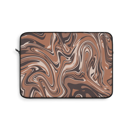 Mocha Latte Swirl Pattern Laptop Sleeve, Protective Computer Cover, Tech Accessories, Geometric Design Padded Case, Tablet Bag, Gift for Student