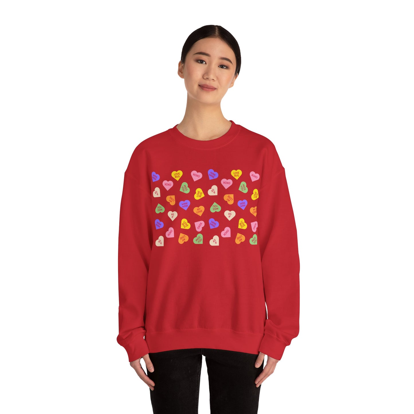 Sweet Heart Candy Valentine Sweatshirt, Crewneck Jumper, Unisex Sweater, Cozy Pullover, Winter Fashion Top