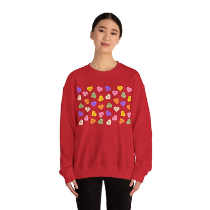 Sweet Heart Candy Valentine Sweatshirt, Crewneck Jumper, Unisex Sweater, Cozy Pullover, Winter Fashion Top