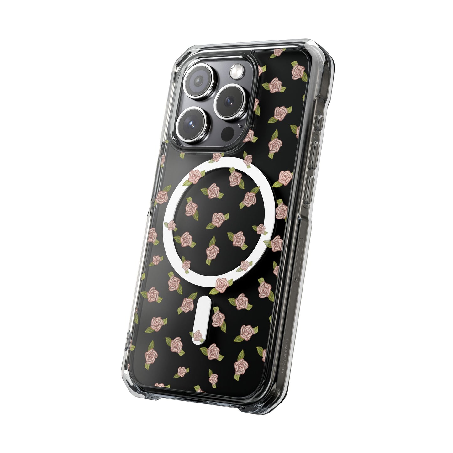 iPhone Case, Clear Magsafe Coquette Pink Rosettes, Protective Phone Cover, Transparent Magnetic Case, Impact Resistant, Gift for Her