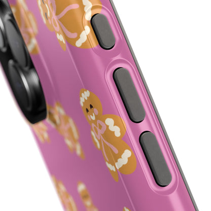 Gingerbread with Bows Mauve MagSafe Magnetic Cases,  Protective Phone Cover, Holiday Gift, Christmas Accessories, Festive Cell Phone Case, Cute