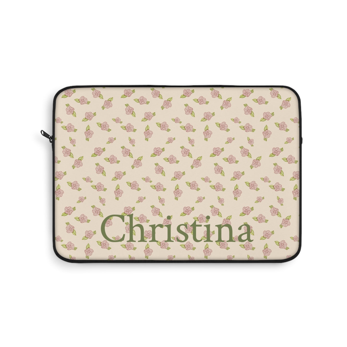 Antique White Rose Pattern Laptop Sleeve, Protective Computer Cover, Tech Accessories, Tablet Bag, Padded Case