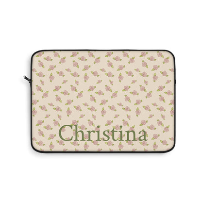 Antique White Rose Pattern Laptop Sleeve, Protective Computer Cover, Tech Accessories, Tablet Bag, Padded Case