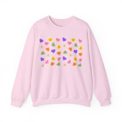 Sweet Heart Candy Valentine Sweatshirt, Crewneck Jumper, Unisex Sweater, Cozy Pullover, Winter Fashion Top