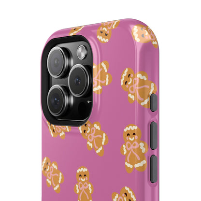 Gingerbread with Bows Mauve MagSafe Magnetic Cases,  Protective Phone Cover, Holiday Gift, Christmas Accessories, Festive Cell Phone Case, Cute