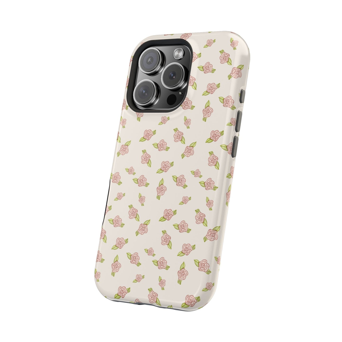 Antique White Coquette Pink Rosettes, MagSafe Magnetic Tough Cases, Phone Accessories, Unique Gifts, Protective Phone Covers, Floral Design