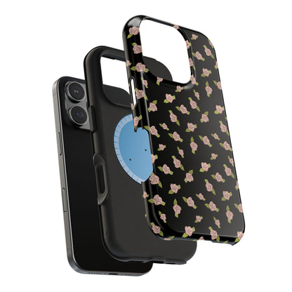 Black Coquette Pink Rosettes, Magnetic Tough Cases,  Phone Accessories, Unique Gifts, Protective Phone Covers, Floral Design