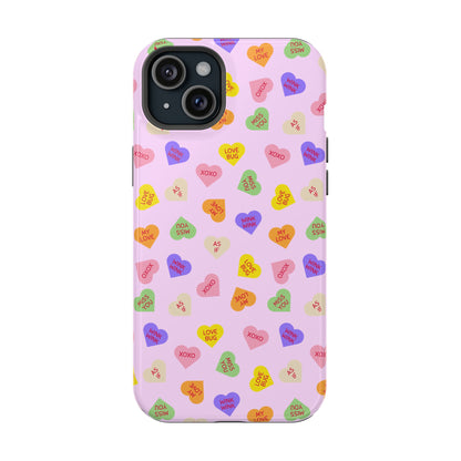 Sweet Candy Hearts, MagSafe Magnetic Tough Cases, iPhone 16 pro max case, Phone Accessories, Valentine's Day, Protective Phone Covers
