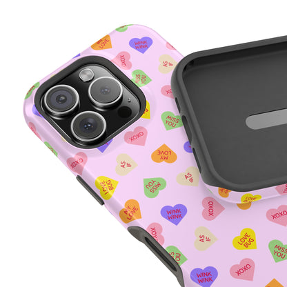 Sweet Candy Hearts, MagSafe Magnetic Tough Cases, iPhone 16 pro max case, Phone Accessories, Valentine's Day, Protective Phone Covers