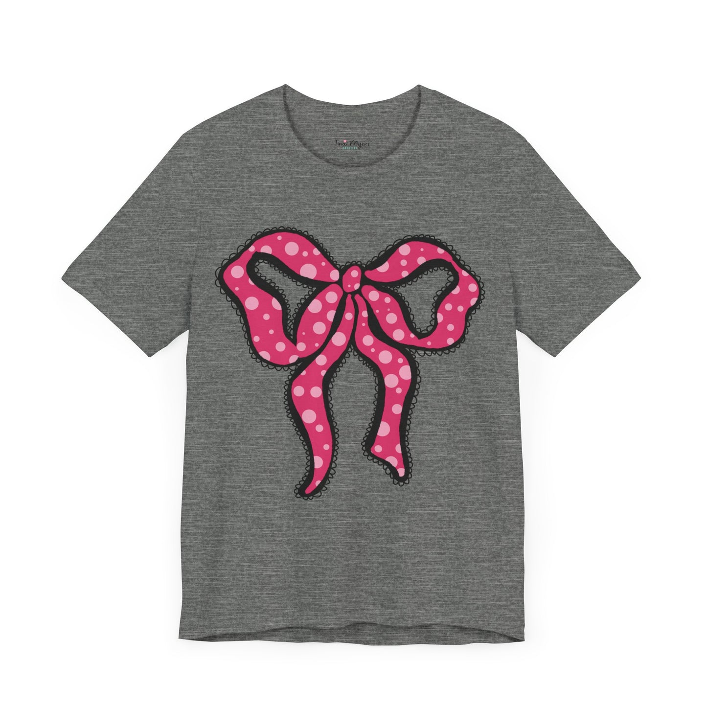 Pink Ruffle Bow Polka Dot Design T-Shirt, Shirt, Top, Tee - Unisex Jersey Short Sleeve Shirt for All Ages and Genders