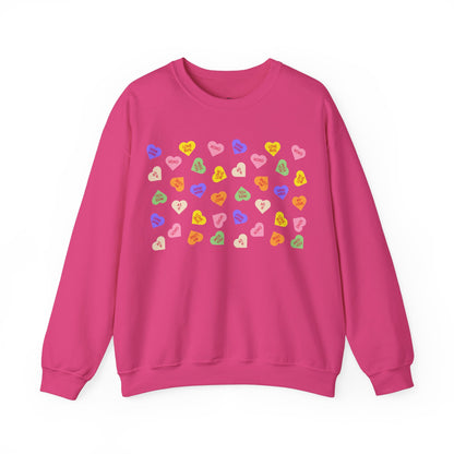 Sweet Heart Candy Valentine Sweatshirt, Crewneck Jumper, Unisex Sweater, Cozy Pullover, Winter Fashion Top