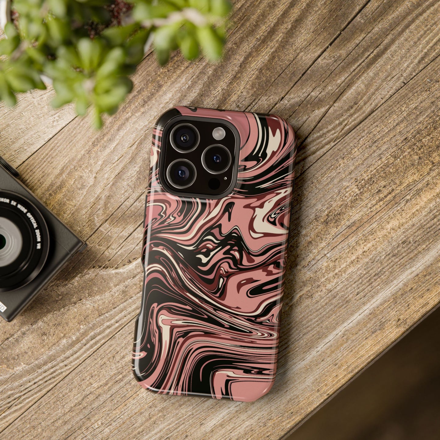 Black Cherry Swirl Design iPhone Phone Case, MagSafe Magnetic Tough Cases,  Phone Accessories, Unique Gifts, Protective Phone Covers