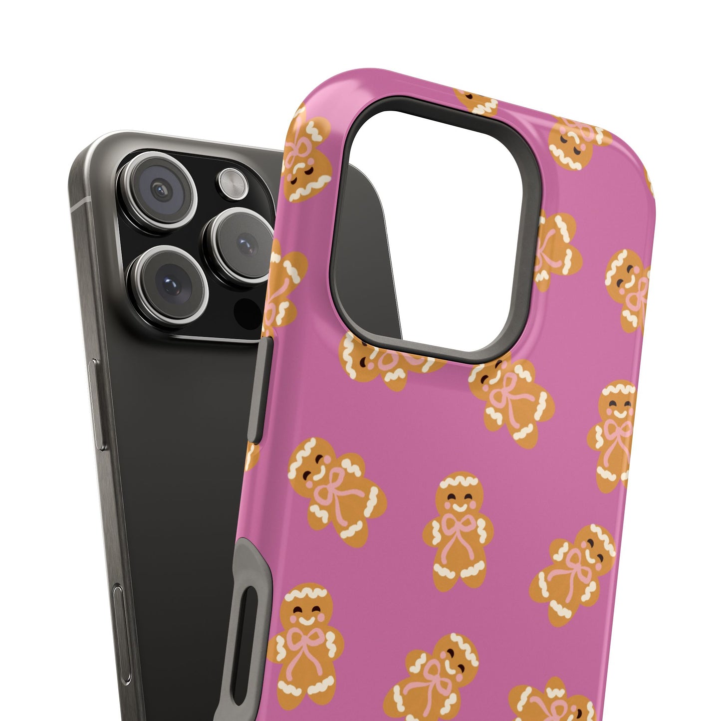 Gingerbread with Bows Mauve MagSafe Magnetic Cases,  Protective Phone Cover, Holiday Gift, Christmas Accessories, Festive Cell Phone Case, Cute